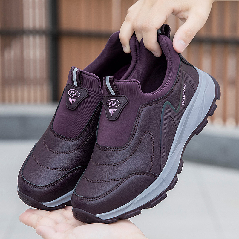 Zhang Kaili Elderly Women's Shoes Are Comfortable, Lightweight, Soft-Soled, Spring Leather Surface, Waterproof, Slip-On, Non-Slip Walking Shoes for Middle-Aged and Elderly People