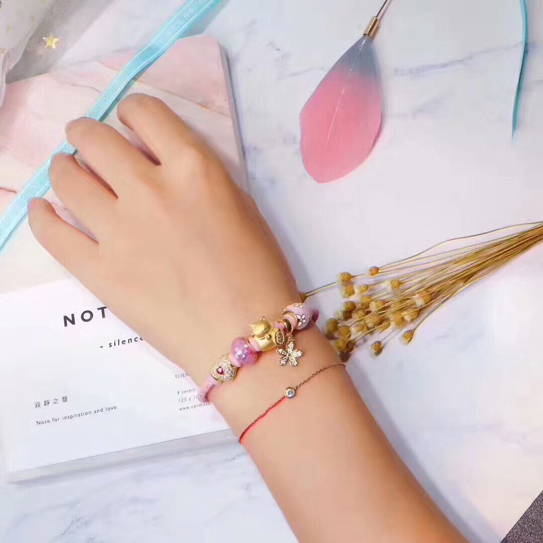 Gold hand 3d hard gold tens of millions of lucky cat bracelets 999 pure gold kitten bracelet support lettering