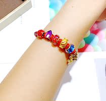 999 pure gold gold gold candy pendant 3d hard gold transfer beads gold bracelet fashion New woven female hand string