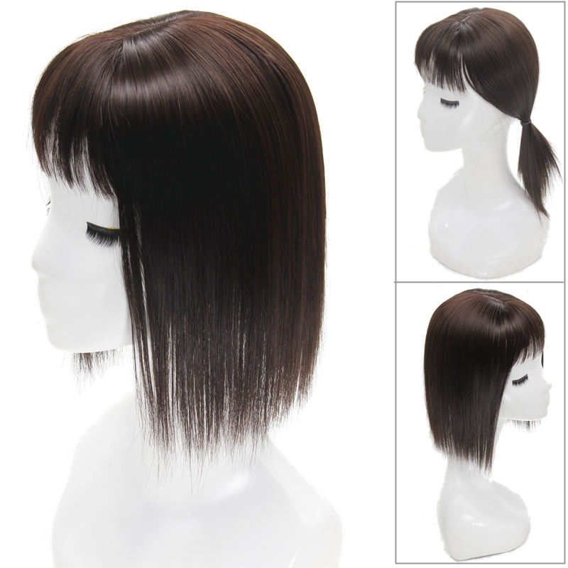 Wig head top hair patch female fake hair top hair patch Hair rare cover white hair Air bangs natural and realistic