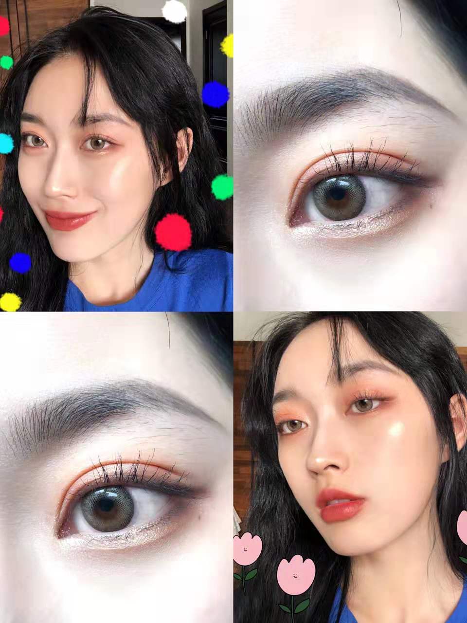 Gray pupils female students annual throwing large diameter 14 5mm mixed blood natural ice dew gray student natural Melofi