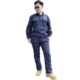 Летний тонкий хлопковый синий антистатический лонгслив для работы