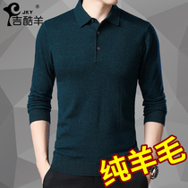 Cardigan male middle-aged lapel solid color business casual sweater winter warm sweater long-sleeved T-shirt dad outfit