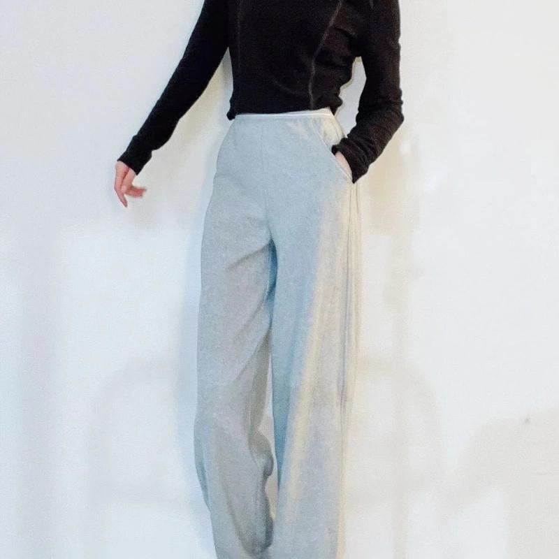 White-Collar Brand New 2024 Autumn and Winter Banana Pants with Elastic Waist, Versatile Slim-Fit Jogger Pants with Fleece Lining 1100490