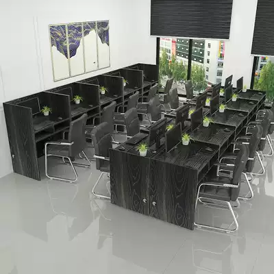 Screen office table and chair combination simple modern solid wood partition staff job training customer service office Card Holder