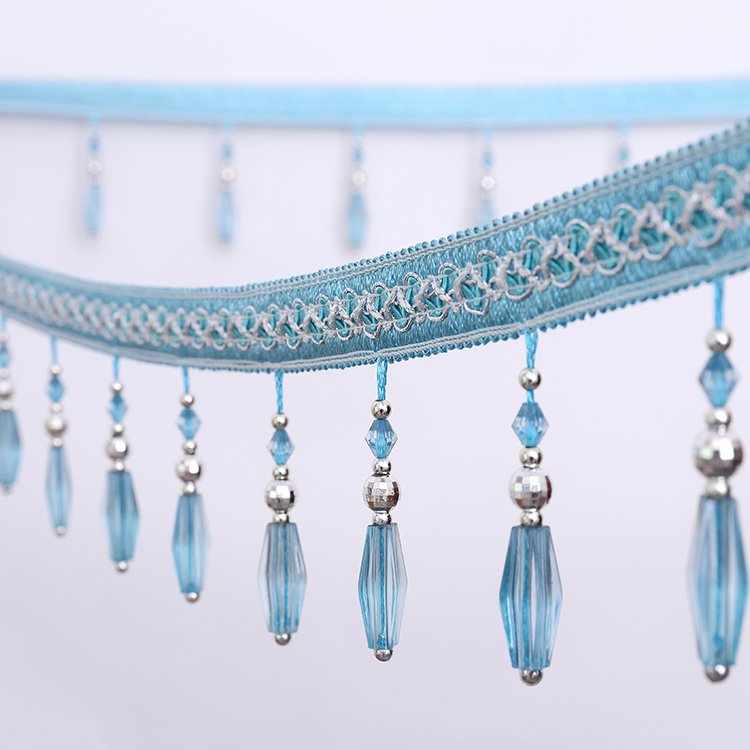 Curtain lace bead window screen decoration fringe pipe heart bead lace complete colors support zero cut