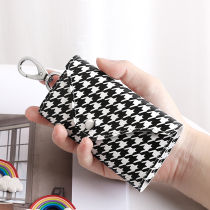 Trendy Japanese and Korean personality pattern key bag snap button large-capacity car key ring waist bag hanging type hidden card slot