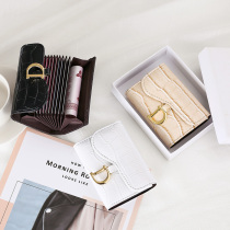 European and American crocodile pattern womens solid color card holder drivers license driving license anti-theft brush anti-degaussing snap button bank card holder