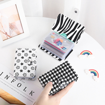 Japanese and Korean fashion compact pattern anti-theft brush anti-degaussing card bag mirror window snap button large-capacity drivers license bank card holder