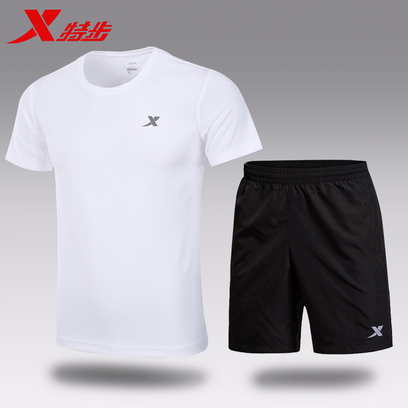 Xtep Sports Suit Men's Speed Dry Summer Short Sleeves Shorts Thin Loose Casual Men's Running Suit Two-Piece Set