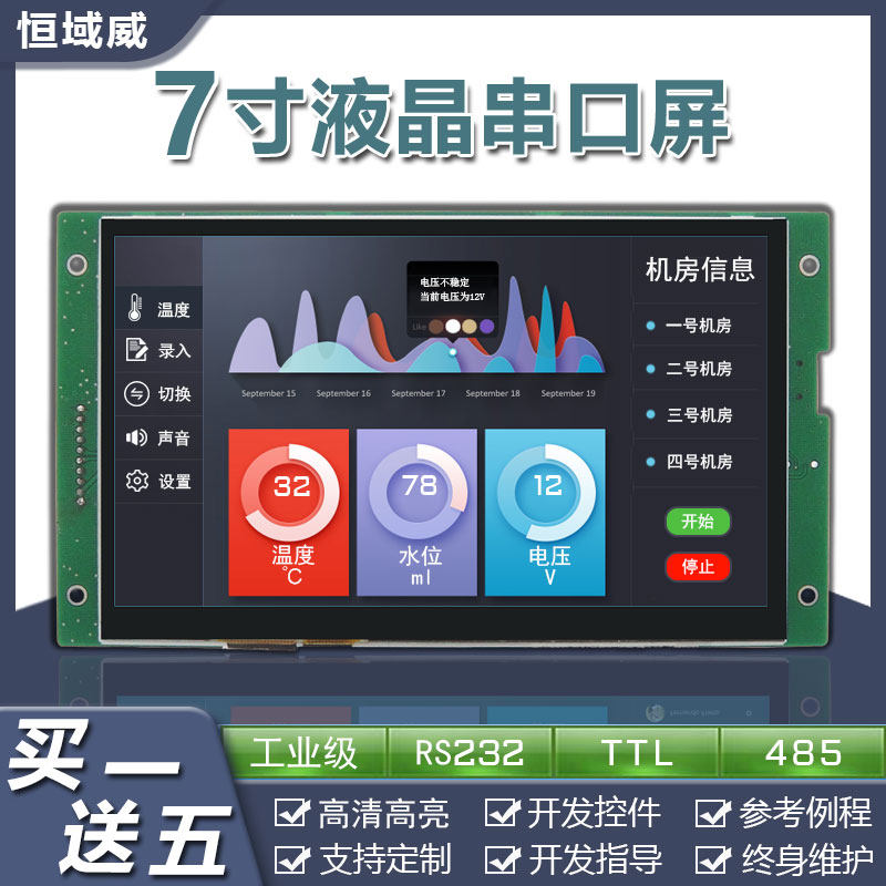 Constant Domain Weiwei serial screen 7 inch hmi configuration RS232 Industrial LCD display module compatible with divin touch LCD screen