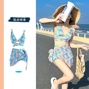 Swimsuit female sexy bikini three-piece korean version of ins pure desire style small chest gathered new 2023 net red swimsuit
