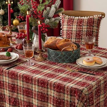 Christmas retro green plaid tablecloth ins style nordic