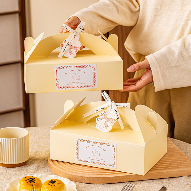 2026 New Mid-Autumn Festival Simple Egg Yolk Pastry Packaging Box ins French Style High-End Gift Mooncake Tote Box 2026 New Mid-Autumn Festival Simple Egg Yolk Pastry Packaging Box ins French Style High-End Gift Mooncake Tote Box