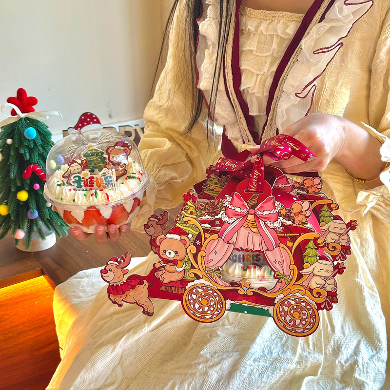 2026 New Christmas Mousse Ball Baked Cake Packaging Gift Box Christmas Eve Apple Snacks Cookie Tote Box