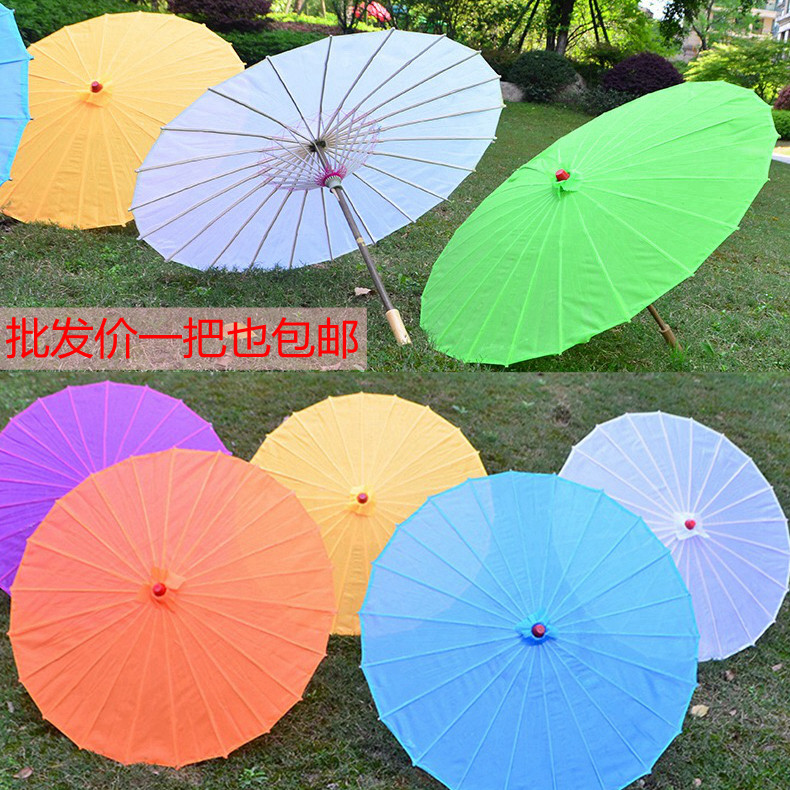 Silk cloth blank solid color painting craft umbrella DIY toddler teaching aids oil paper umbrella props ceiling decoration classical flower umbrella