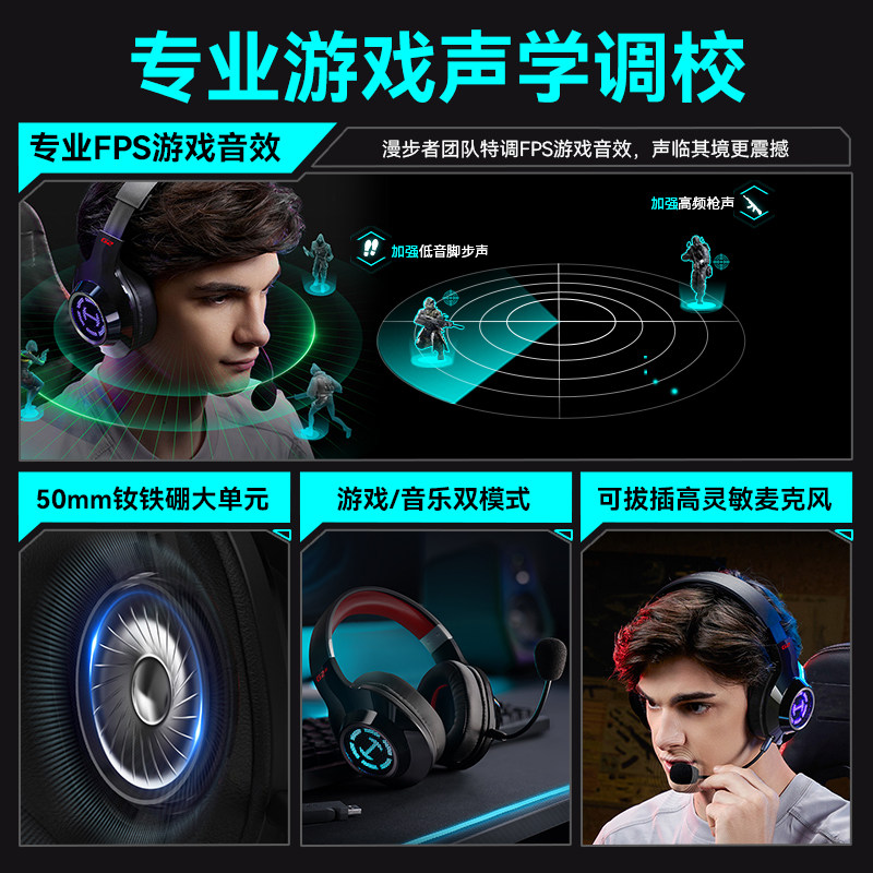 Edifier G2 Wireless 7.1 Gaming Headset Over-Ear for Desktop Computer E-Sports Dedicated for Pubg Delta Action