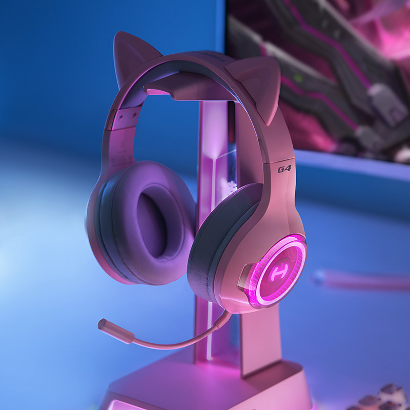 Comber HECATE cat ear headsets Bluetooth headphones high face value cute pink girls net red same phone computer electric race game eating chicken noise reduction with wheat wireless ear G4BT