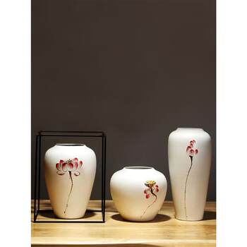 ຊັ້ນສູງ Jingdezhen ceramic vase ສີຂາວໃຫມ່ແບບຈີນຫ້ອງການສຶກສາຫ້ອງດໍາລົງຊີວິດຈໍາລອງການຈັດດອກໄມ້ແຫ້ງ