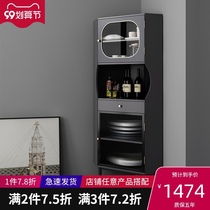Light luxury corner dining side cabinet wine cabinet integrated wall triangle cabinet simple modern storage high cabinet restaurant Tea cabinet