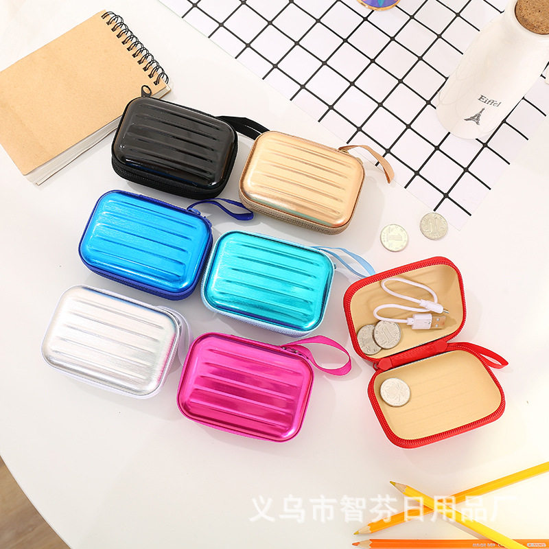 New Creative Square Zipper Purse Cartoon Tinplate Storage Bag Headphone Keychain Storage Box