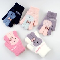 Winter baby gloves cute finger writing girl children wool five fingers warm children thin children Princess