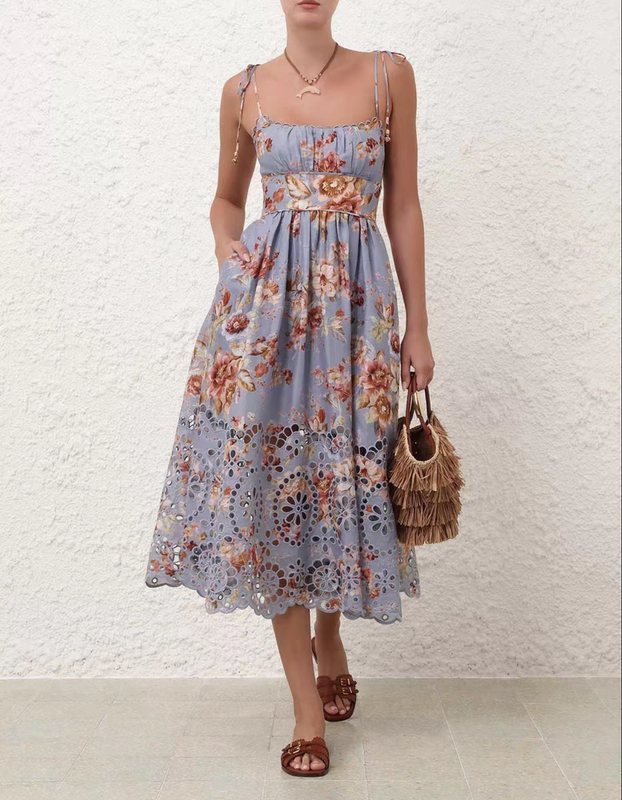 Australian High-End 2026 Summer Resort Style Swimsuit New Printed Ruffled Hollow-Out Slimming Spaghetti Strap Dress for Women Australian High-End 2026 Summer Resort Style Swimsuit New Printed Ruffled Hollow-Out Slimming Spaghetti Strap Dress for Women
