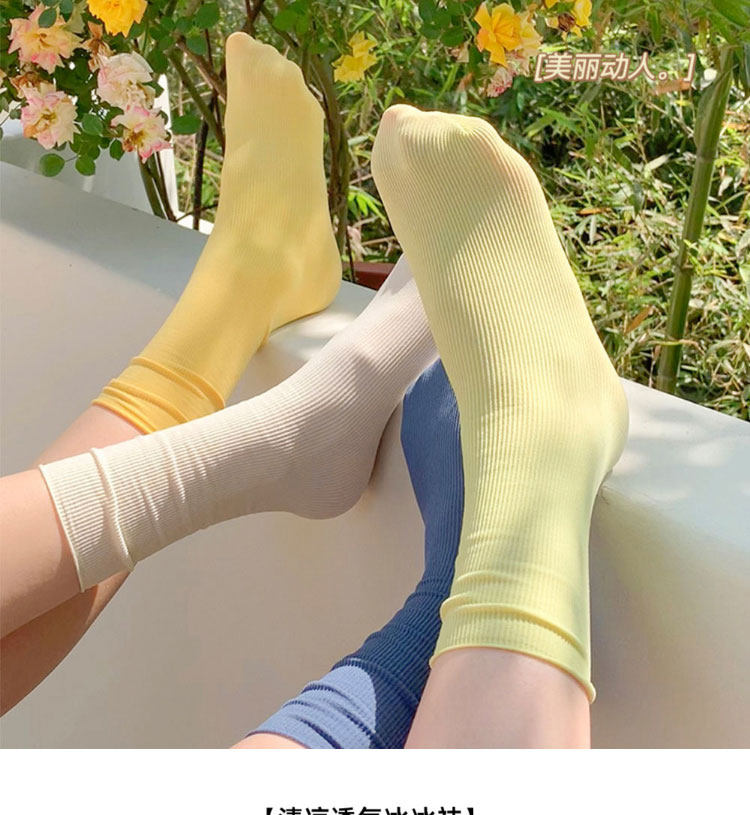 冰冰袜子女夏款中筒袜ins潮网红纯色夏天薄款白色长筒外穿堆堆袜详情1