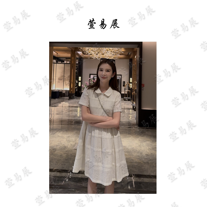 -“ Xia Zhi Fengyin” Linen Blended Light Luxurious Textured Lace Embroidered Lapel Dress-Lq1222