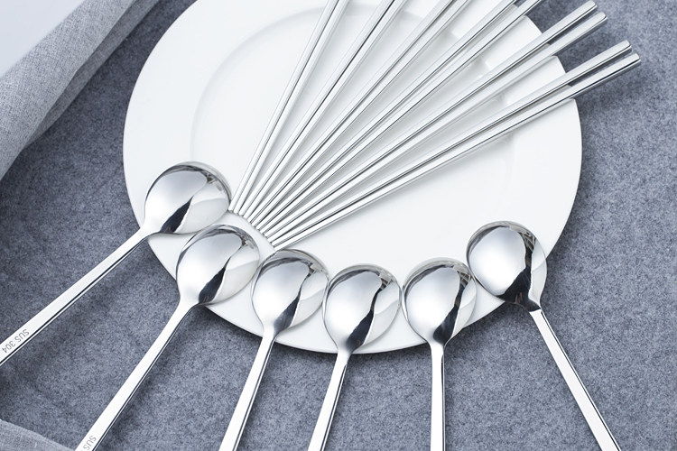 Export Germany 304 stainless steel chopsticks spoon spoon long handle household long meal spoon tableware tableware chopsticks