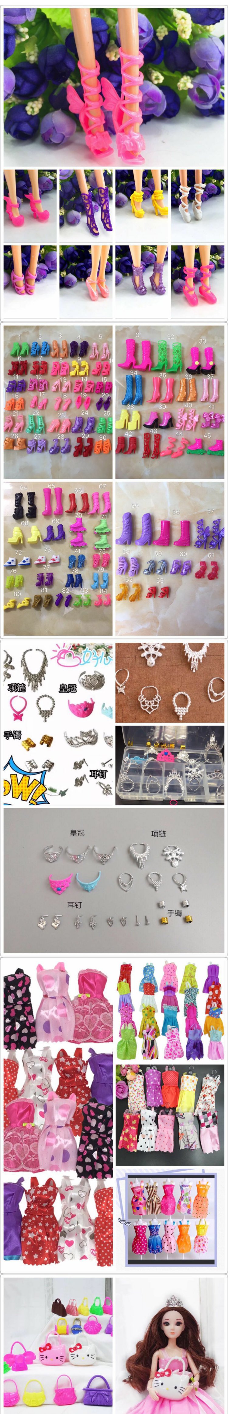 Barbie Cao Gót Công Chúa Home Pha Lê Giày Tote Quần Áo Váy Trang Sức Vòng Cổ Trẻ Em của Phụ Kiện Đồ Chơi búp bê búp bê búp bê