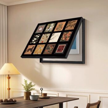 French retro electric meter box decorative painting 2026 new hanging flip-up mid-century style cover electric box hanging painting