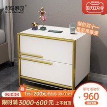 Light luxury modern multifunctional small apartment bedside table with lamp rechargeable modern simple storage cabinet bedside cabinet