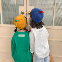 Spring childrens baby Korean version of the wild label solid color long-sleeved T-shirt boys and girls foreign style basic bottoming shirt tide