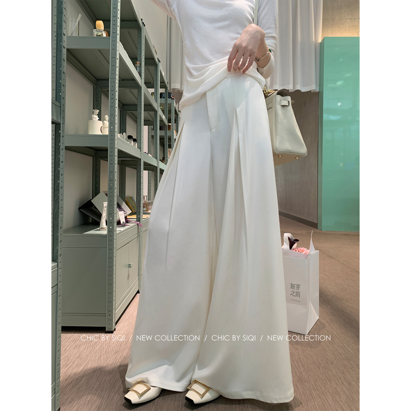 Chic by Siqi Pleated Draped High-Waisted Versatile Straight-Leg Wide-Leg Casual Pants with a High-End Cool Style