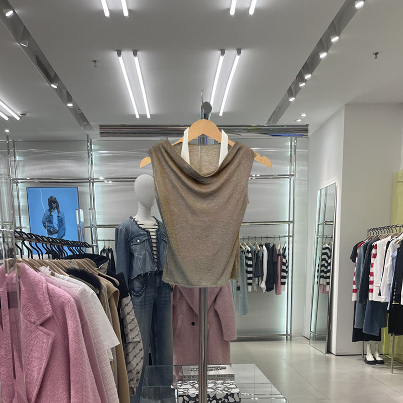 Trendy Ainos Yashi Gezheng 2026 Summer New Style Gray Halter Neck Vest T-Shirt Knitwear Br802334