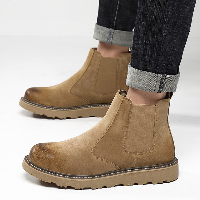 Chelsea boots men's high top shoes British style Martin boots retro men's shoes winter desert boots mid-top versatile short boots