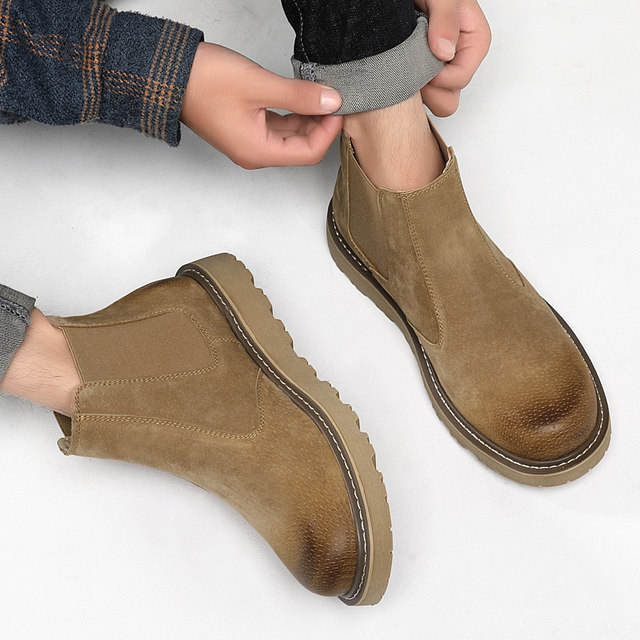 Chelsea boots men's high top shoes British style Martin boots retro men's shoes winter desert boots mid-top versatile short boots