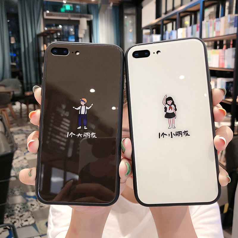 A little friend is suitable for apple x lovers mobile phone shell 8plus Apple 7p personality xr creative iphone6s cartoon xsmax glass plus net red 6 new ih