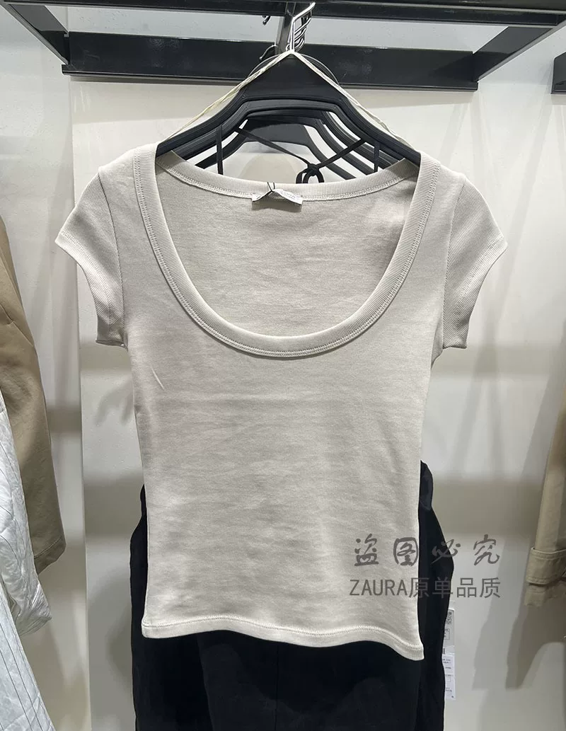 Летняя модная короткая хлопковая футболка с круглым воротником, Slim fit