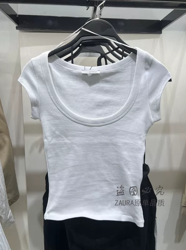 Летняя модная короткая хлопковая футболка с круглым воротником, Slim fit