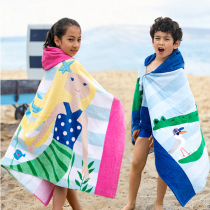 Childrens quick-drying bath towel Absorbent cotton boy cloak European and American middle and large girls hooded towel Beach swimming bathrobe