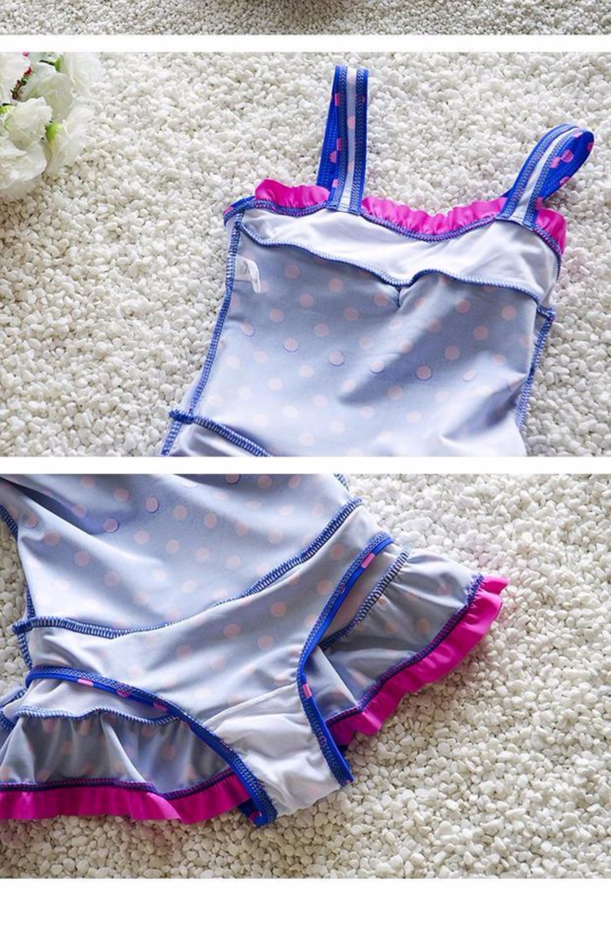 Cô gái áo tắm cho trẻ em Áo tắm màu xanh polka Dot Xiêm Cô gái dễ thương Big Boy Sinh viên Spa áo tắm cho bé
