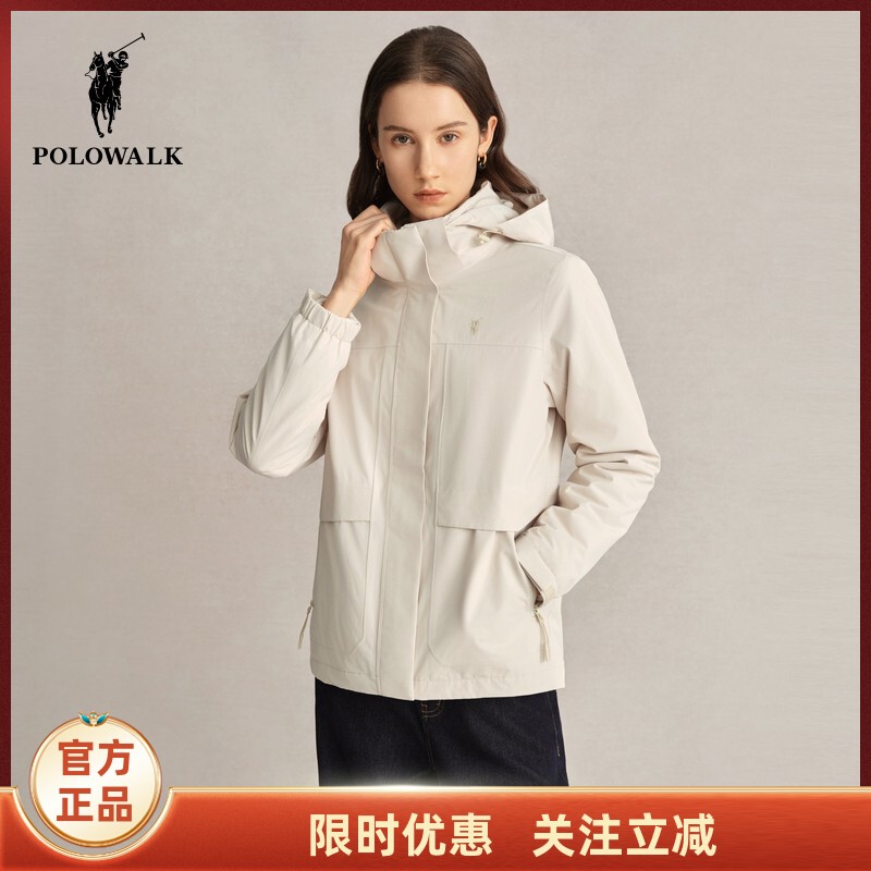 【One Outfit, Three Ways】Polowalk Hooded Short Jacket for Women, New Autumn/Winter Versatile Top, Waist-Cinching Jacket for Women