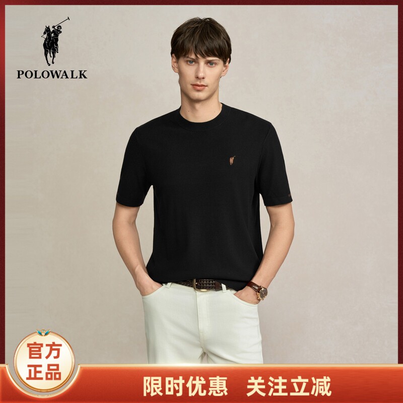 Polowalk Men's Short-Sleeved Knitwear 2026 Autum New Product Simple and Fashionable Round Neck Versatile Knitted T-Shirt for Men Polowalk Men's Short-Sleeved Knitwear 2026 Autum New Product Simple and Fashionable Round Neck Versatile Knitted T-Shirt for Men
