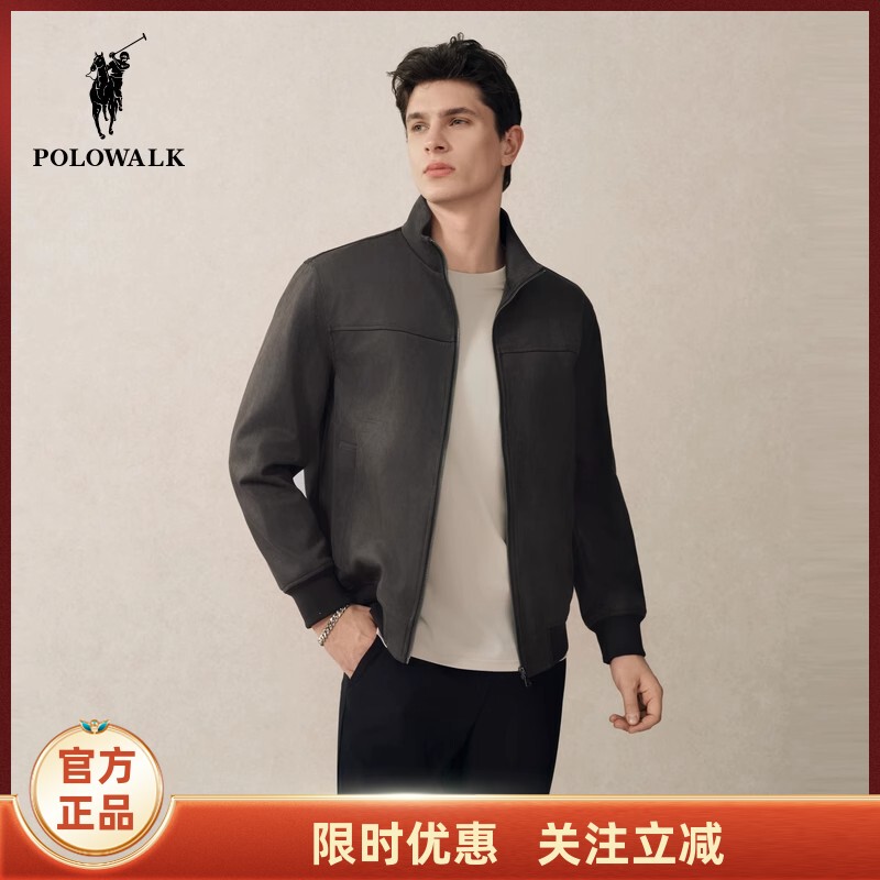 Polowalk Men's Stand-Up Collar Jacket 2025 Autumn and Winter New Casual Business Flight Jacket Pure Color Jacket