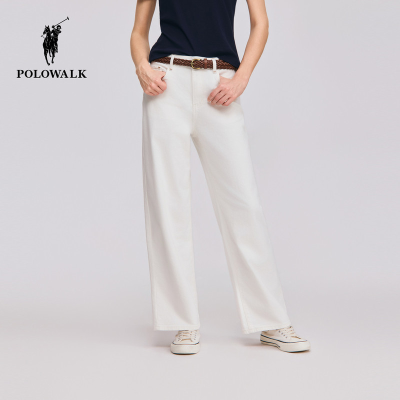 Polowalk Women's Jeans 2026 Spring and Summer New Classic Versatile Straight-Leg White Denim Pants for Commuting Polowalk Women's Jeans 2026 Spring and Summer New Classic Versatile Straight-Leg White Denim Pants for Commuting