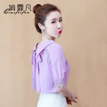 Chiffon shirt short sleeve womens summer 2021 New Tide purple coat foreign fashion trend temperament