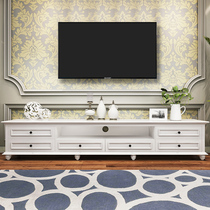 Li Shang American country coffee table TV cabinet combination Solid wood white modern simple living room small apartment Nordic floor cabinet