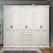 American wardrobe Simple modern home bedroom overall swing door solid wood assembly white large wardrobe custom furniture